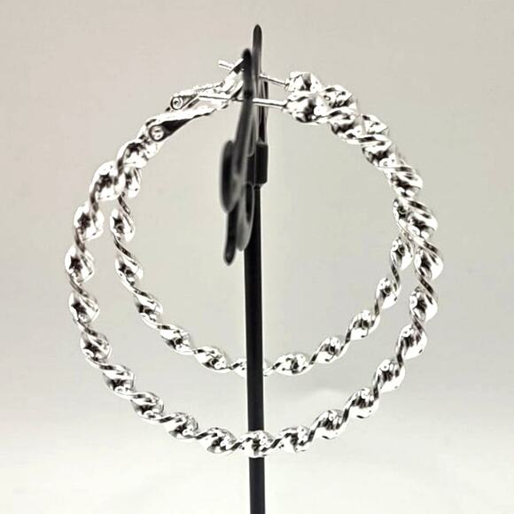 925 Silver Twisted Hoop Earrings 2\